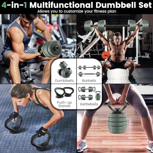 GYMAX Adjustable Dumbbell Set, 4 in 1 Free Weight Set with Connector, 92/47 LBS Used As Dumbbells, Barbells, Kettlebells, Push up Stands, Weight Lifting Training Equipment for Home Gym Workout Exercise - color: 92 LBS