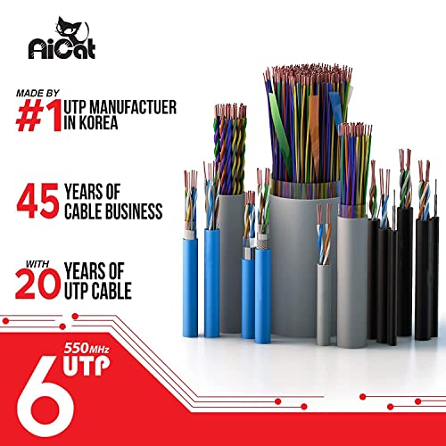AiCat Cat6 Direct Burial Cable 500ft - 23AWG Solid Copper Conductors 550MHz, PoE++(4PPoE), UL Listed, Unshielded Twisted Pair UTP Riser CMX Rated, Waterproof, UV Resistant Cat 6 Outdoor Cable (White) - color: White, size: 500ft, style: Cat6