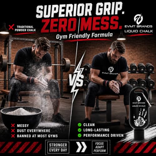 EVMT Brands Liquid Chalk, Mess Free Gym Chalk for Weightlifting, Gymnastics, Rock Climbing, Dancing. Sweat Resistant and Long Lasting for Stronger Grip. - color: A1-8pk Cl