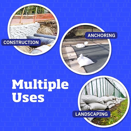DURASACK Heavy Duty Sandbags with Ties, 14x26, Empty, White, Pack of 100 | Woven Polypropylene Sandbags for Flood Control with 1600 Hours of UV Protection, 50 lbs Capacity - color: White, size: 100 Sandbags