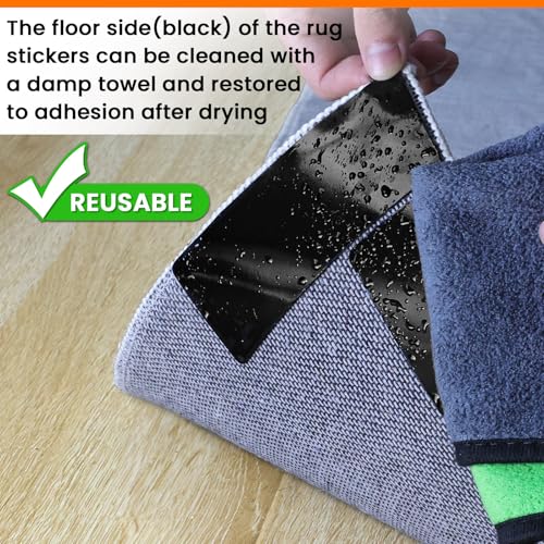 YINTTIAN Rug Non Slip Grippers, 2 x 5 Inch Reusable Carpet Grippers Rug Tape Pads for Hardwood Floors and Tiles, Removable and No Residue on Floor (12) - size: 5 inch- 12 Pcs
