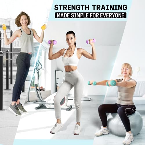 Yes4All Neoprene Coated Dumbbell Hand Weight Sets - Multiple Weight Options with Rack, Anti-roll, Anti-Slip, Hexagon Shape - style: D. SET WITH CASE 1-2-4lb pair