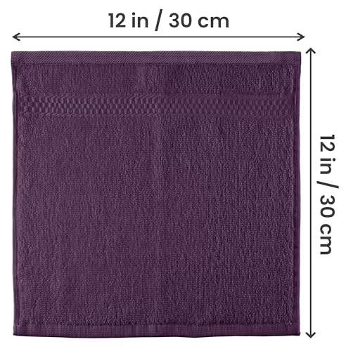 Utopia Towels 12 Pack Premium Wash Cloths Set, 12 by 12 Inches, 100% Cotton Ring Spun, Highly Absorbent and Soft Feel Essential Washcloths for Bathroom, Spa, Gym, and Face, Plum - color: Plum, size: 12 Wash Cloths