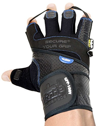 Gym Gloves Protect Your Hands & Improve Your Grip Weightlifting Grips - color: Blue with 2.5" Wrist Wraps, size: X-Large