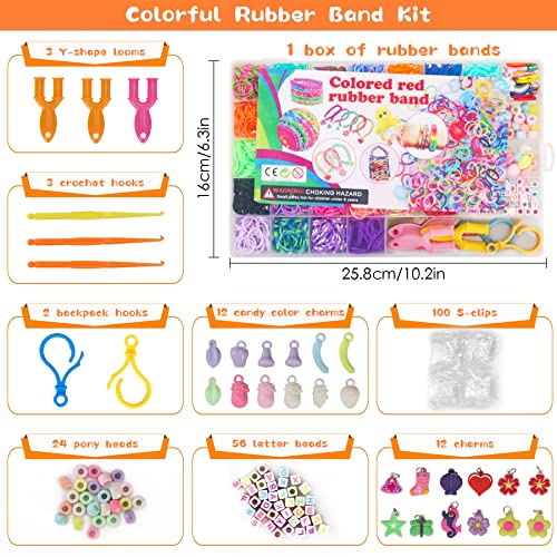 Loom Rubber Band Bracelet Kit, 3000+ 30-Color, Storage Case, Ages 8+ | Latex-free non-toxic, soft & durable, clear organizer, charms & fruit beads, fine motor skills, party favors, beginner friend - color: 3000 Pcs