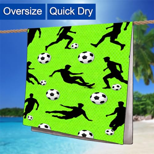 Soccer Player Silhouettes Beach Towel, 36"x72" Sand Free Quick Dry Thin Lightweight Microfiber Football Towel Gifts - color: Sport-8