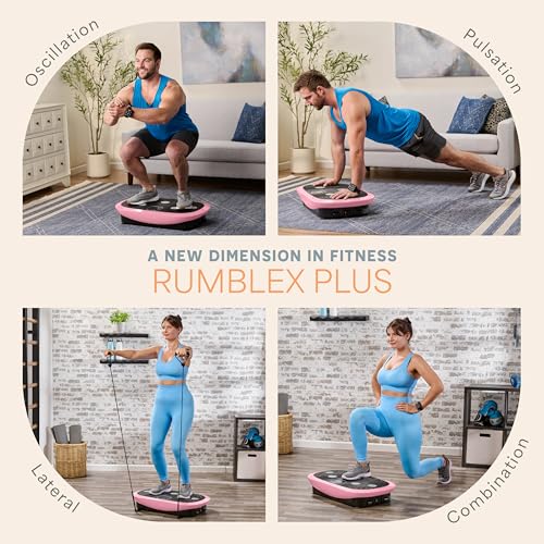 Lifepro Rumblex Plus/Pro 4D Vibration Plate Exercise Machine with 60 Speeds | 3 Motors, 7 Training Modes, Bluetooth Speaker, Wristband Remote — Vibration Plate for Lymphatic Drainage, Muscle Activation - color: Pink, size: Small