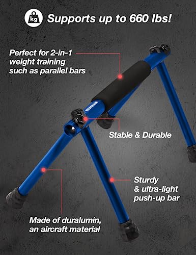 Push Up Bar – Folding Dip Bar for Home Workout, Lightweight & Portable Strength Training Equipment for Men & Women, Indoor & Outdoor Use (Hawk) - color: Hawk Blue