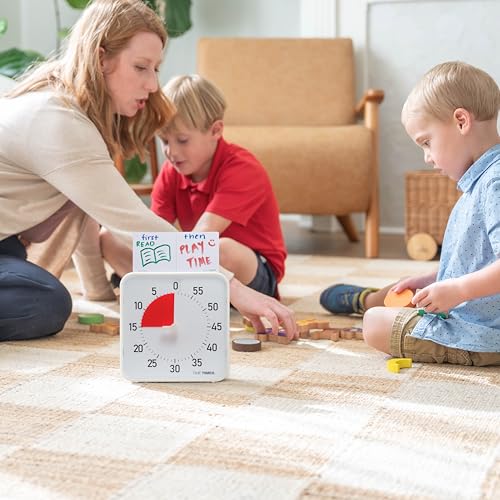 Time Timer Original 8" Visual Countdown Timer – Medium 60-Minute Classroom Visual Timer for Modern classrooms, Students & Adults – Helps with Focus, Sensory Needs, ADHD, Autism – (Red & White) - color: Red & White, size: 8 Inch