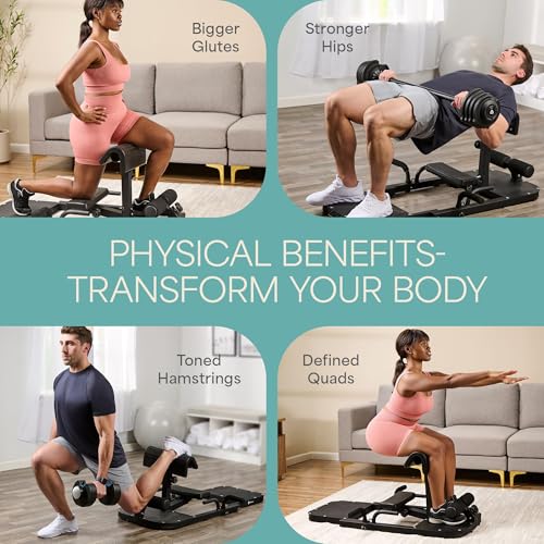 Lifepro Hip Thrust Machine – Adjustable Glutes Workout Equipment for Home – GluteBlast Foldable Booty Builder, Sissy Squat Machine, Thrust Glute Bench, Home Gym Glute Workout - style: Gluteblast