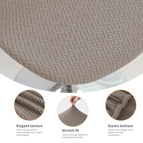 Gollense Bar Stool Covers with Backs, Set of 4 Stretch Jacquard Barstool Seat Covers, Washable Swivel Pub Counter Height Chair Slipcover Protector for Home Kitchen Cafe (T-Shaped Jacquard-Khaki) - color: T-shaped Jacquard-khaki
