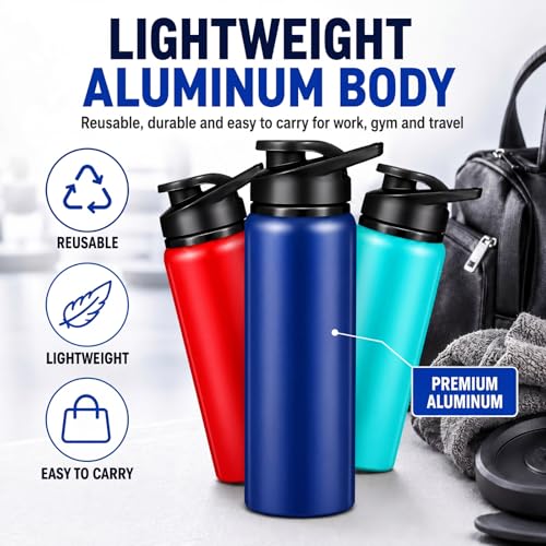 Mimorou 25oz Reusable Aluminum Water Bottles Bulk Multicolor Outdoor Sports Water Bottles for Travel, Gym, Hiking, Cycling, Camping, Fishing, Snap Lid - color: Classic Color