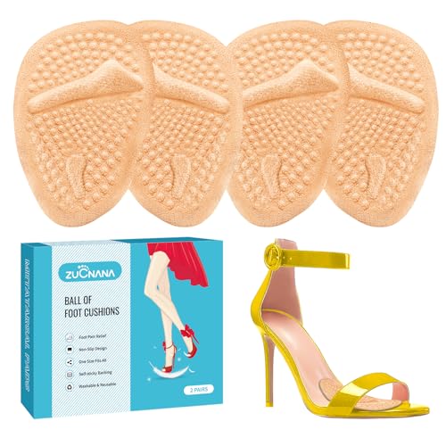 ZUCNANA Metatarsal Pads | 2 Pairs High Heel Inserts | Soft Gel Shoe Inserts for Women | Reusable Ball of Foot Cushions for Women Foot Pain Relief and Comfort | One Size Fits Any (Golden) - color: Golden