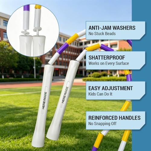 HEREROPE Jump Rope for Kids Ages 4-7 8-12, Hard Shatterproof Beads, Adjustable 7.2FT Tangle-Free Jump Rope for Boys Girls, School PE Fitness Outdoor Exercise - color: Blue White