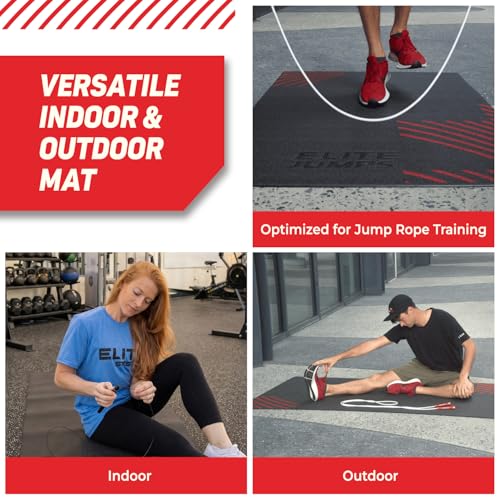 Elite Jumps Jump Rope Mat, Non-Slip Fitness Mat | Large-format mat for home workouts. Non-slip base. Suitable for all floor surfaces. - size: Standard