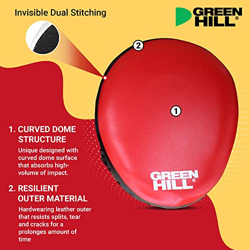 Green Hill Curved Boxing Focus Mitts for MMA, Muay Thai & Boxing - color: 5014 RED/BLACK