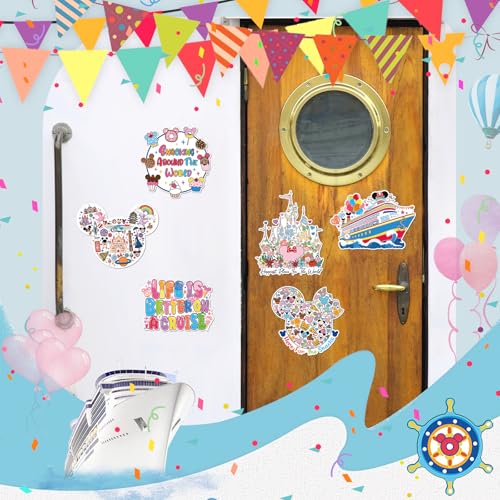 RiVolTa Mouse Cruise Door Magnets - 6 Pcs Cute Family Ship Cabin Magnetic Stickers Large Funny Mice Decorations Garage Stateroom Cabin Decal Accessories for Summer Party Carnival Holiday Fridge Decor - color: Ship