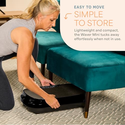 Lifepro Waver Mini Vibration Plate Exercise Machine with Resistance Bands | Compact Design, 99 Speed Levels, 10 Presets, Non-Slip Surface — Vibration Plate for Lymphatic Drainage, Full Body Workout - color: Black