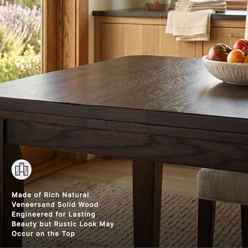 Signature Design by Ashley Haddigan Dining Room Extension Table, Dark Brown | Veneers, wood and engineered wood, Farmhouse style wood dining table, Self-storing 18-inch butterfly leaf, Kitchen table - color: Dark Brown, style: Farmhouse