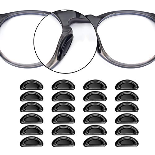 1.0mm Eyeglass Nose Pads 20 Pairs Stick On Anti-Slip Nose Pads for Glasses | 1mmThin, Non Slip silicone Nose Pads for Eyeglasses Sunglasses Plastic Frames,Super Sticky 3M Adhesive(20-Black) - color: Black