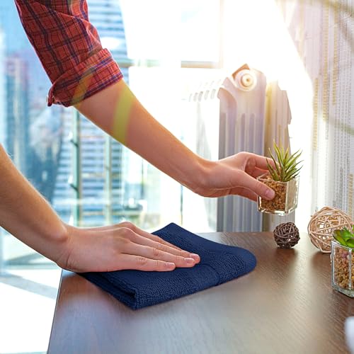 Utopia Towels 12 Pack Premium Wash Cloths Set, 12 by 12 Inches, 100% Cotton Ring Spun, Highly Absorbent and Soft Feel Essential Washcloths for Bathroom, Spa, Gym, and Face, Navy Blue - color: Navy, size: 12 Wash Cloths