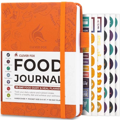 Clever Fox Food Journal Pocket - Daily Food Diary, Meal Planner to Track Calories & Nutrients, Weight Loss Tracker Notebook, 4x5.5” (Orange) - color: Orange, size: Pocket (4.0'' x 5.5'')