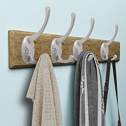 IBosins 12 Pack Silver Coat Hooks Wall Mounted with 24 Screws Retro Double Hooks Utility Silver Hooks for Coat, Scarf, Bag, Towel, Key, Cap, Cup, Hat - color: Silver