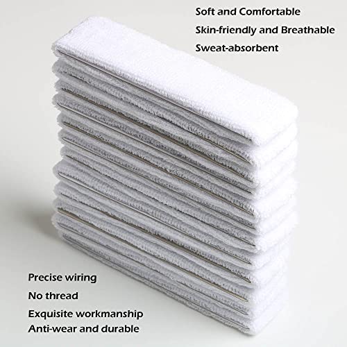 Cotton Sweatband Headbands,Pack of 12,Elastic Stretchy Sport Terry Cloth Sweat Bands,Yoga Workout Fitness Exercise Basketball Headband - color: 12pcs x white cotton sweatband headbands