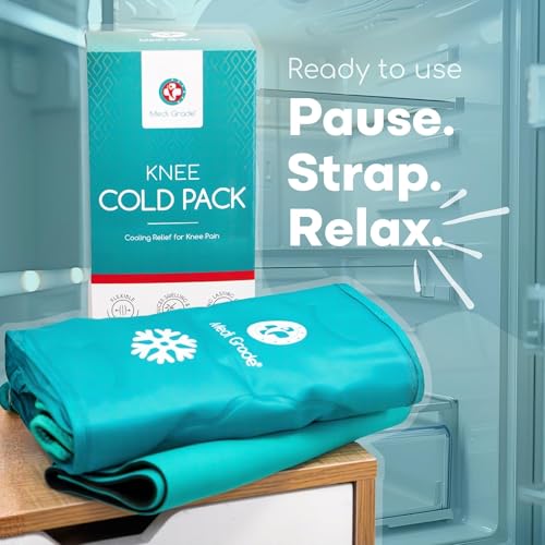 Medi Grade Knee Ice Pack Wrap, Reusable Ice Pack for Knee Pain and Surgery | Flexible cold compress for knee, dual fabric knee ice wrap retains cold longer, eases pain and supports surgery recovery