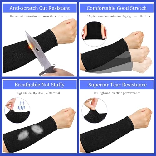 Sintege 3 Pairs Arm Protectors for Thin Skin and Bruising Cut Resistant Forearm Sleeve Level 5 Arm Burn Protection Sleeve (Black, Royal Blue, Grey,7.9 Inch) - color: Black, Royal Blue, Grey, size: 7.9 Inch