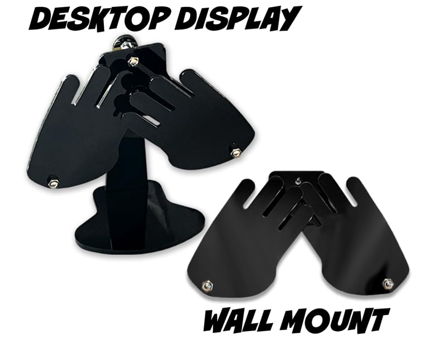 Collectible Glove Display - Mount or Desk Stand Adjustable Hands Floating Ideal for Football Receiver & Lineman, Baseball, Soccer Gloves - size: Wall Display