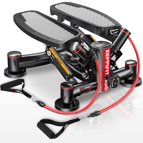 Keppi Fitness Stair Stepper, Steppers for Exercise at Home, Stepper with 2 Pairs of Resistance Bands for Efficient Cardio - Fitstep Series - style: FITSTEP1000 PRO