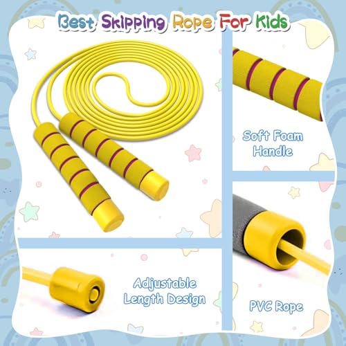 Jump Rope For Kids,Jump Rope Kids,Adjustable Soft Skipping Rope,Toddler Jump Rope With Skin-Friendly Foam Handles For Kids, Boys,Girls,Women, Men,Exercise Activity,Outdoor Fitness - color: Pink+Blue