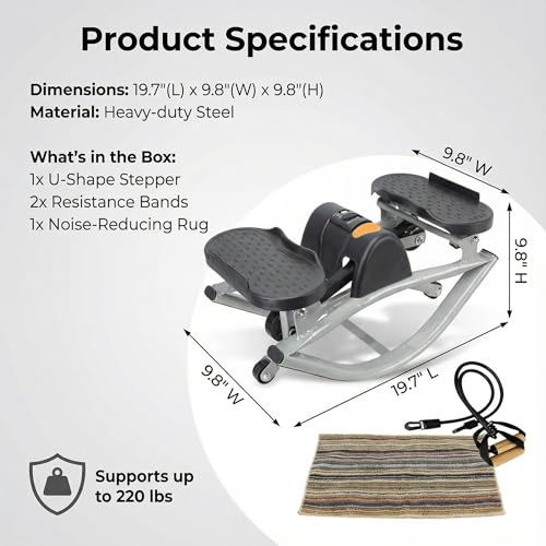 Lateral Rocking Fitness Stepper - Low-Impact Home Workout Machine for Knees & Joints with Digital Counter