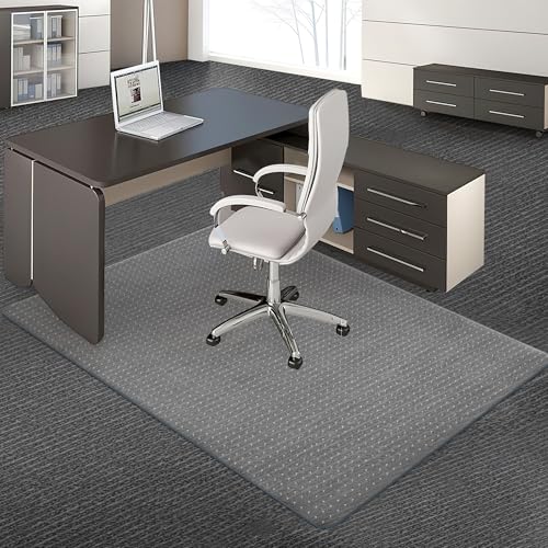 BesWin Office Chair Mat for Carpeted Floors, 44'' x 58'' Large Desk Chair Mat for Low Carpets, Premium Quality Hard Carpet Protector for Work, Home, Gaming, Easy Glide and Flat Without Curling - size: 44" X 58" Rectangle