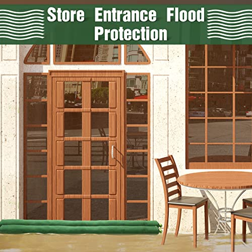 Threan 8 Pcs 3ft Sandbags for Flooding, Flood Prevention Sand Tube Bags Thickened Canvas Reusable Rain Wind Flood Barrier with Elastic Band Water Barrier Tube for Door Garden Rain Control, Green - size: 3ft