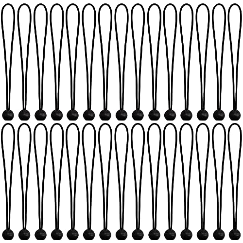AOPRIE 30 Pcs Bungee Cords with Balls 11 inch Black Ball Bungees Heavy Duty Tarp Bungee Cords Trap Weather Resistant Tie Down Strap for Camping, Tents, Cargo, Holding Wire and Hoses - size: 11 In Cords