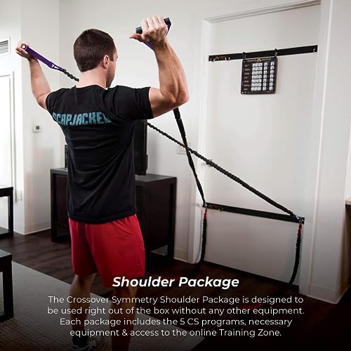 Crossover Symmetry Shoulder System Includes Two Sets of Resistance Bands Attachments Training Guide Exercise Chart Online Workouts for Home Fitness Rehab Rotator Cuff Exercises - style: Athletic Squat Racks