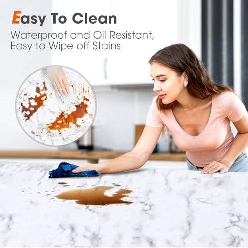 Drawer and Shelf Liner, Non-Slip Kitchen Cabinet Liners Non-Adhesive Thick Strong Grip Waterproof Washable Mats Protect Dresser Shelves Cupboard Bathroom Cabinets, White Marble, 12 in X 10 FT - color: Marble, size: 11.8"W x 118"L