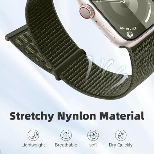 Sport Loop Band Compatible with Apple Watch Bands for Women 44mm 46mm 45mm 49mm 42mm 38mm 40mm 41mm men,Stretch Adjustable Braided Nylon Straps for iWatch Series 11/10/9/8/7/6/5/4/3/2/1/SE/Ultra - color: Armgreen, size: 38mm/40mm/41mm/(42mm-series 11 10)
