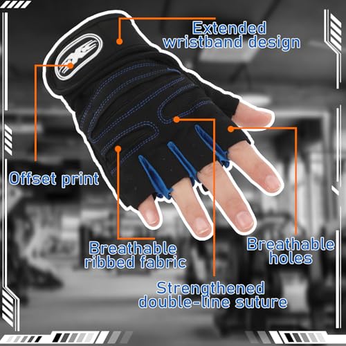 Fourluoo 3 Pairs Weight Lifting Gloves for Men Women, Gym Workout Gloves with Full Palm Protection, Breathable Anti-Slip Fitness Glove for Training, Cycling, Pull-ups, Medium - style: Cool Style
