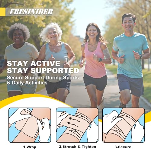 FRESINIDER Premium Elastic Bandage Wrap, 18 Pack 4" Cotton Latex Free Compression Bandage Wrap with Touch Closure at Both Ends, Support & First Aid for Sports, Medical, and Injury Recovery - color: 18 Pack X 4 Inches