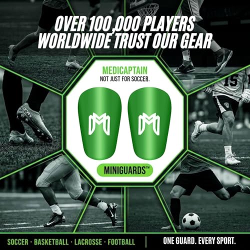 MediCaptain MiniGuards - Mini Shin Guards for Soccer Players - Tiny Shin Pads for Men, Women, Teens - Miniature Shin Guards 3.9 x 2.4 inch - Perfect for High Level Soccer Athletes - color: Green