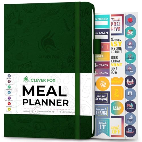 Clever Fox Weekly Meal Planner - Weekly & Daily Meal Prep Journal with Shopping and Grocery Lists for Menu Planning, Healthy Diet & Weight Loss Tracking, Lasts 1 Year, Undated, A5 - Forest Green - color: Forest Green