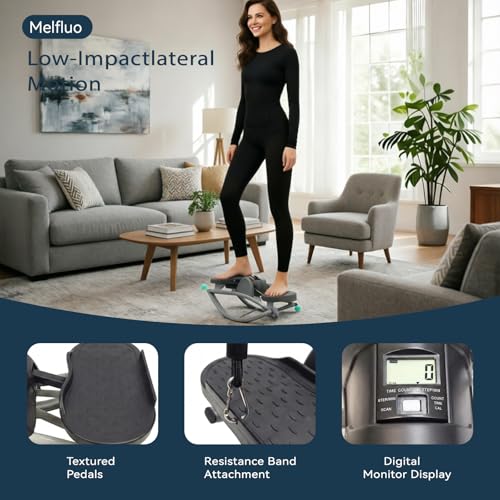 Rock Stepper with Resistance Bands - Ultra-Quiet Hydraulic Lateral Stepper, Fully Assembled Side to Side Step Rocker for Home Office, 250LBS Capacity - color: Light gray