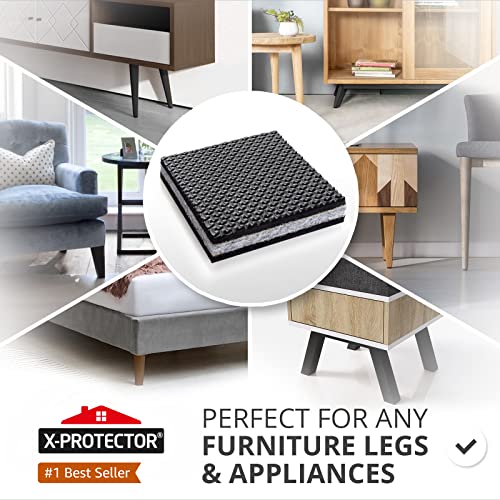 X-PROTECTOR Non Slip Furniture Pads – 4 PCS Premium Furniture Grippers 6"! Best SelfAdhesive Rubber Feet Furniture Feet – Ideal Non Skid Furniture Pad Floor Protectors – Keep Furniture in Place! - size: 6 inch 4 Square
