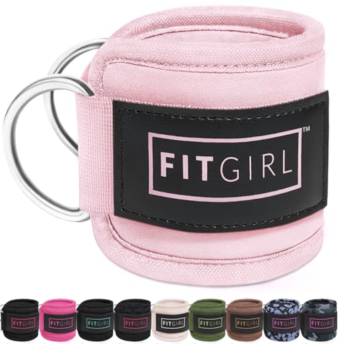 FITGIRL Ankle Strap for Cable Machine – Premium Padding and Comfort for Cable Exercise Machines, Cable Exercise Attachment for Home & Gym, Glute Workouts - Kickbacks, Leg Extensions, Hip Abductors - color: Light Pink - Pair