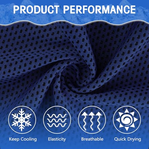 Hosuly 100 Pack Cooling Towels, 40"x12" Cooling Towels for Neck and Face Breathable Soft Chilly Sweat Rag Microfiber Sport Rags for Gym Yoga Golf Running - color: Dark Blue