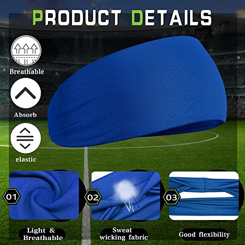 Deekin 6 Pcs Sweatbands for Kids Soccer Headbands Boys for Sports Breathable Sweat Wicking Headband for Kids Athletic Baseball Football Youth 5-15 Years Old - color: Solid Color