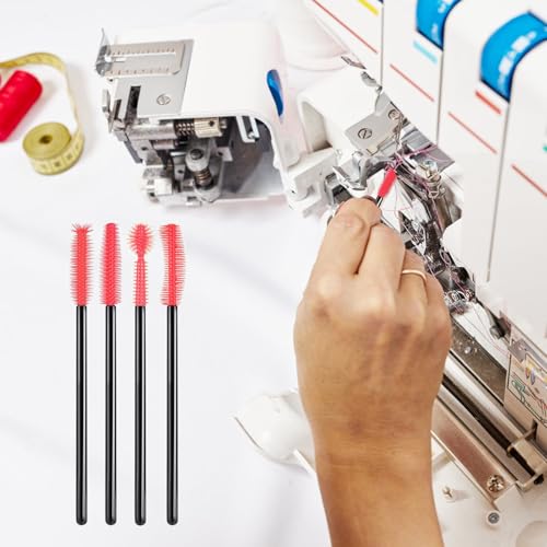 Sewing Machine Cleaning Brushes - 20 PCS Reusable Silicone Dense Bristles Clean Brush for Internal and Spool Area - color: Rose Red